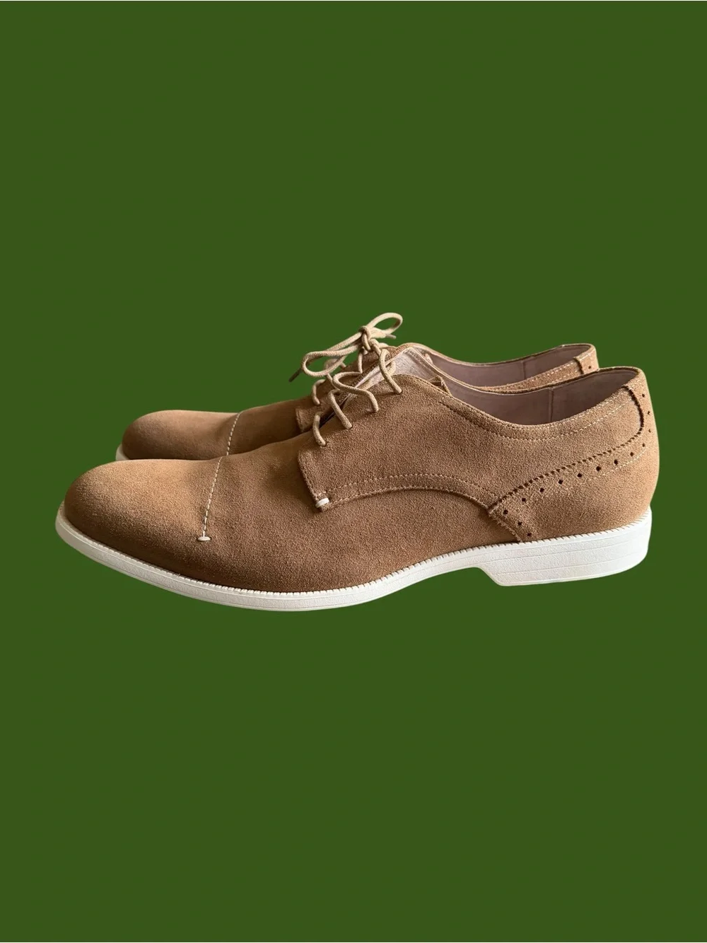 Stacy Adams Men’s Khaki Suede Derby Shoes Size 14M Light Academia